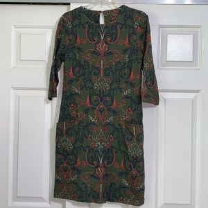 J. MCLAUGHLIN Green Catalyst Paisley 3/4 Sleeve Dress